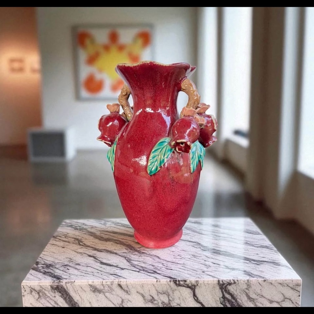 Vintage 1920’s Sang De Boeuf Red Glaze Pomegranate Pottery